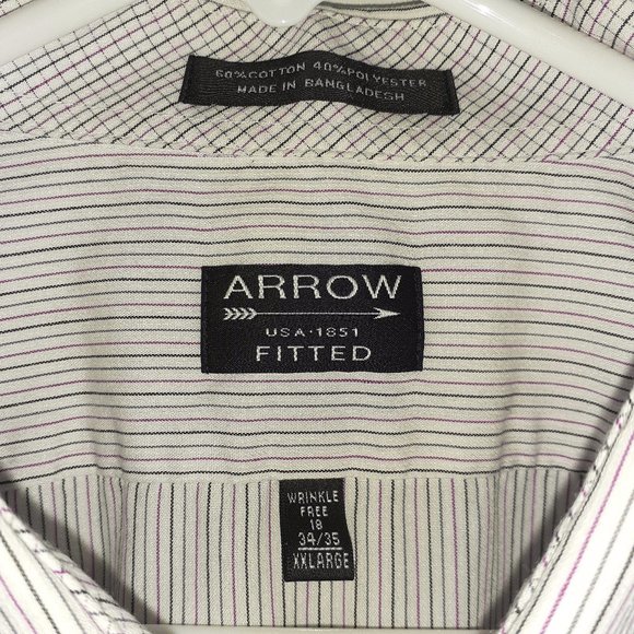 Arrow Mens Dress Shirt Lot of 2 Size XXL Neck 18-18 1/2 - Picture 8 of 9